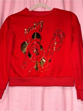 Mickey Red Sweatshirt with Gold Foil Graphic